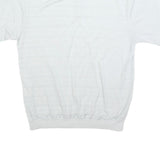 CARLETTI Mens White Short Sleeve Plain Pocket Polo Shirt L Polyester Blend