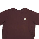 CARHARTT Mens Maroon Pocket T-Shirt 2XL Short Sleeve Crew Neck Cotton Workwear
