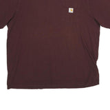 CARHARTT Mens Maroon Pocket T-Shirt 2XL Short Sleeve Crew Neck Cotton Workwear