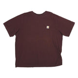 CARHARTT Mens Maroon Pocket T-Shirt 2XL Short Sleeve Crew Neck Cotton Workwear