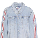 TOMMY JEANS Womens Blue Denim Jacket L Cotton Button Plain Classic Fit Casual
