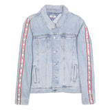 TOMMY JEANS Womens Blue Denim Jacket L Cotton Button Plain Classic Fit Casual