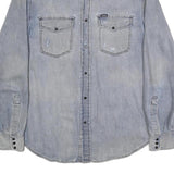 DIESEL Mens Blue Denim Shirt L Twin Pocket Casual Button Up
