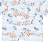 ISLAND SHORES Mens Blue & Peach Floral Silk Shirt L Hawaiian Resort Tropical