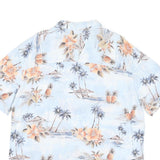 ISLAND SHORES Mens Blue & Peach Floral Silk Shirt L Hawaiian Resort Tropical