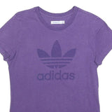 ADIDAS Womens Purple T-Shirt XS Short Sleeve Crew Neck Cotton Blend Casual Logo