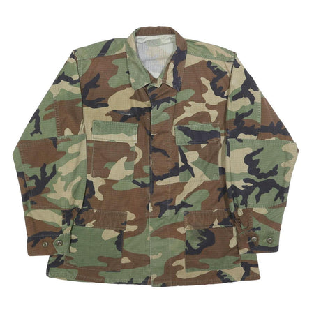 Caribbean Needle Point Inc Mens Green Brown & Black Camouflage Jacket L Cotton