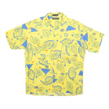 GENERRA COLLECTION Mens Yellow & Blue Pattern Cotton Shirt M Summer Casual