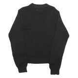 TOMMY HILFIGER Mens Black Plain Pullover Crew Neck Basic Knit S Cotton Jumper