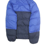 NIKE Mens Blue & Black Puffer Jacket S Polyester Zip Hooded Casual Outerwear