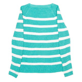 TOMMY HILFIGER Womens Green & White Patterned Cotton Jumper Round Neck Basic