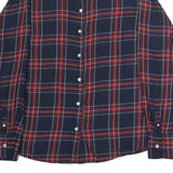 ESSENTIALS Womens Navy & Red Check Shirt L Long Sleeve Button Cotton Blend