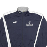 PUMA Mens Navy Blue & White Track Jacket L Polyester Zip Plain Sportswear Casual