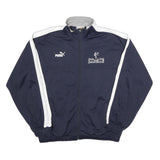 PUMA Mens Navy Blue & White Track Jacket L Polyester Zip Plain Sportswear Casual