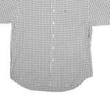 TOMMY HILFIGER Mens Grey & White Check Shirt L Button Down Collar Short Sleeve