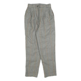Womens Regular Fit Check Grey Trousers W25 L25 Stylish Classic Zip Closure
