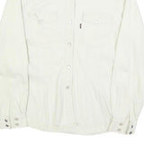 LEVI'S Womens White Shirt M Cotton Blend Button Up Long Sleeve Casual