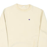 CHAMPION Mens Cream Crew Neck L Sweatshirt Cotton Blend Pullover Logo