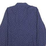 HUGO Mens Navy Blue Shirt M Cotton Blend Polka Dot Long Sleeve Button Collar