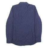 HUGO Mens Navy Blue Shirt M Cotton Blend Polka Dot Long Sleeve Button Collar