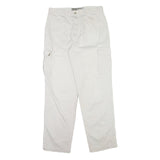 Womens White Cotton Regular Fit Straight Leg Trousers W33 L32 Utility Style