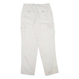 Womens White Cotton Regular Fit Straight Leg Trousers W33 L32 Utility Style