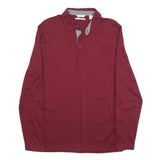 CALVIN KLEIN Mens Maroon Long Sleeve Plain Polo Shirt M Classic Fit