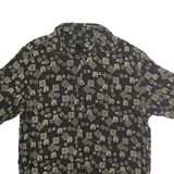 CLAIBORNE Mens Black Beige Patterned Silk Shirt M Stylish Comfortable