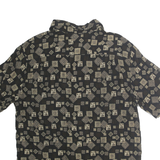 CLAIBORNE Mens Black Beige Patterned Silk Shirt M Stylish Comfortable