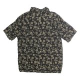 CLAIBORNE Mens Black Beige Patterned Silk Shirt M Stylish Comfortable