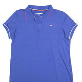 TOMMY HILFIGER Womens Blue Polo Dress Cotton Blend Short Sleeve L Classic Fit