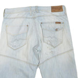 KANSAS Mens Shorts Light Blue Distressed Casual L W36 Cotton Blend Comfortable