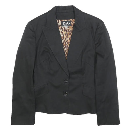 DOLCE & GABBANA Womens Black Blazer Jacket S Cotton Blend Plain Button Detail