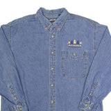WHITE MOUNTAIN Mens Blue Denim Shirt L Button-Down Collar Casual Cotton