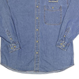 WHITE MOUNTAIN Mens Blue Denim Shirt L Button-Down Collar Casual Cotton