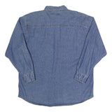 WHITE MOUNTAIN Mens Blue Denim Shirt L Button-Down Collar Casual Cotton