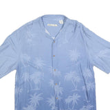 BATIK BAY Mens Blue Rayon Palm Tree Pattern Shirt M Casual Lightweight Summer