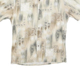PIERRE CARDIN Mens Beige Patterned Short Sleeve Shirt S Cotton Blend Casual