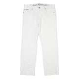 Calvin Klein Mens Jeans White Regular Straight Denim W35 L30 Casual Button