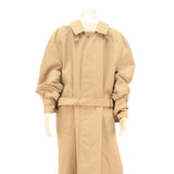 Mens Beige Cotton Blend Classic Coat L Button Closure Plain Stylish Lightweight