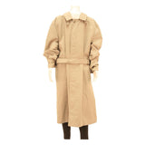 Mens Beige Cotton Blend Classic Coat L Button Closure Plain Stylish Lightweight