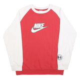 NIKE Boys Red & White Crew Neck XL Sweatshirt Cotton Blend Casual Pullover