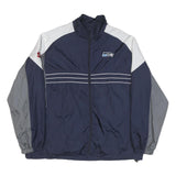 NFL Mens Blue & Grey Zip Jacket L Polyester Blend Striped Sports Team Casual