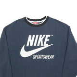 NIKE Womens Blue Crew Neck XS Sportswear Logo Sweatshirt Cotton Blend