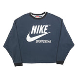 NIKE Womens Blue Crew Neck XS Sportswear Logo Sweatshirt Cotton Blend