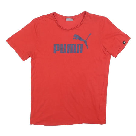 PUMA Mens Red Graphic T-Shirt XS Short Sleeve Crew Neck Cotton Blend Casual