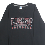 RUSSELL ATHLETIC Mens Black Pacific Football Crew Neck L Cotton Blend Sweatshirt