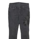 ZARA Womens Regular Black Skinny Denim Cotton Blend W30 L28 Embroidered Detail