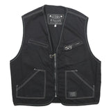 STONE RIFLE COMPANY Mens Black Cotton Denim Waistcoat M Contrast Stitching Zip