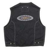 STONE RIFLE COMPANY Mens Black Cotton Denim Waistcoat M Contrast Stitching Zip